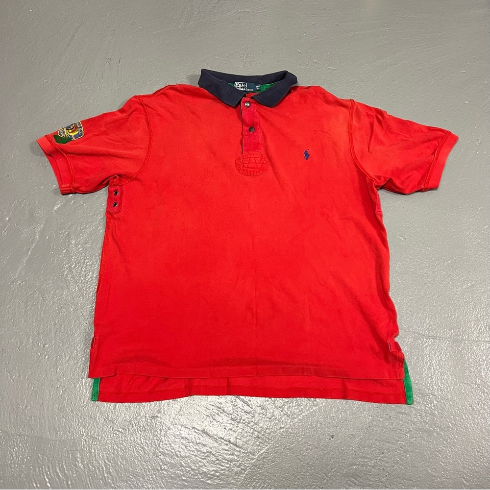 Vintage Poli Ralph Lauren Red Canoe Kayak Club Reverse Weave Polo Shirt